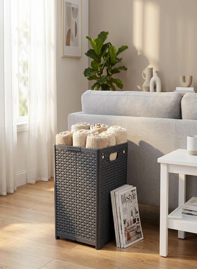 Nicesh 1-Pack Plastic Collapsible Laundry Hamper, Foldable Laundry Storage Baskets, Gray - Image 5