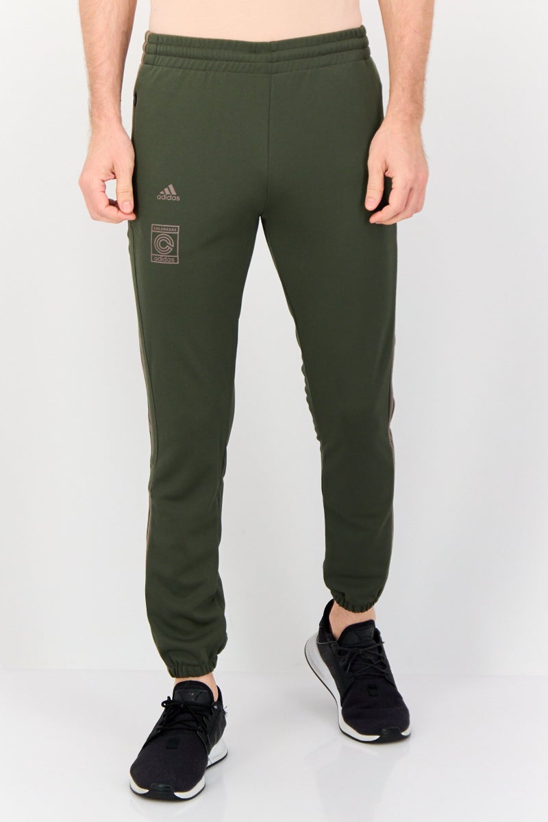 Adidas Men Calabasas Sportswear Fit Running Track Pants, Olive - Image 1