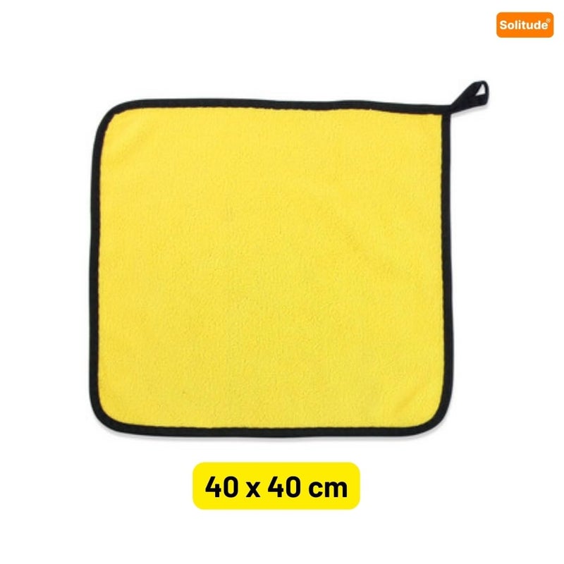 Solitude 2 Pcs Microfiber Cleaning Towel Cloth 40 x 40 cms, 400 GSM Highly Absorbent Dust Lint Free Multipurpose Towels for All Vehicles Bike, Car, Glass Detailing, Cleaning, Washing - Image 3