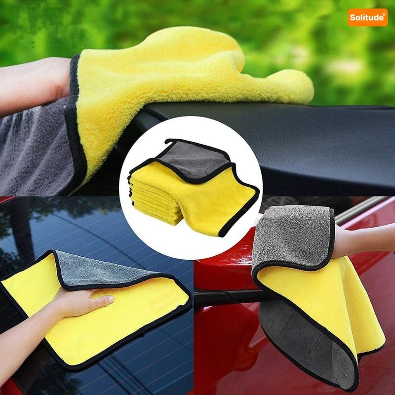 Solitude 2 Pcs Microfiber Cleaning Towel Cloth 40 x 40 cms, 400 GSM Highly Absorbent Dust Lint Free Multipurpose Towels for All Vehicles Bike, Car, Glass Detailing, Cleaning, Washing - Image 2