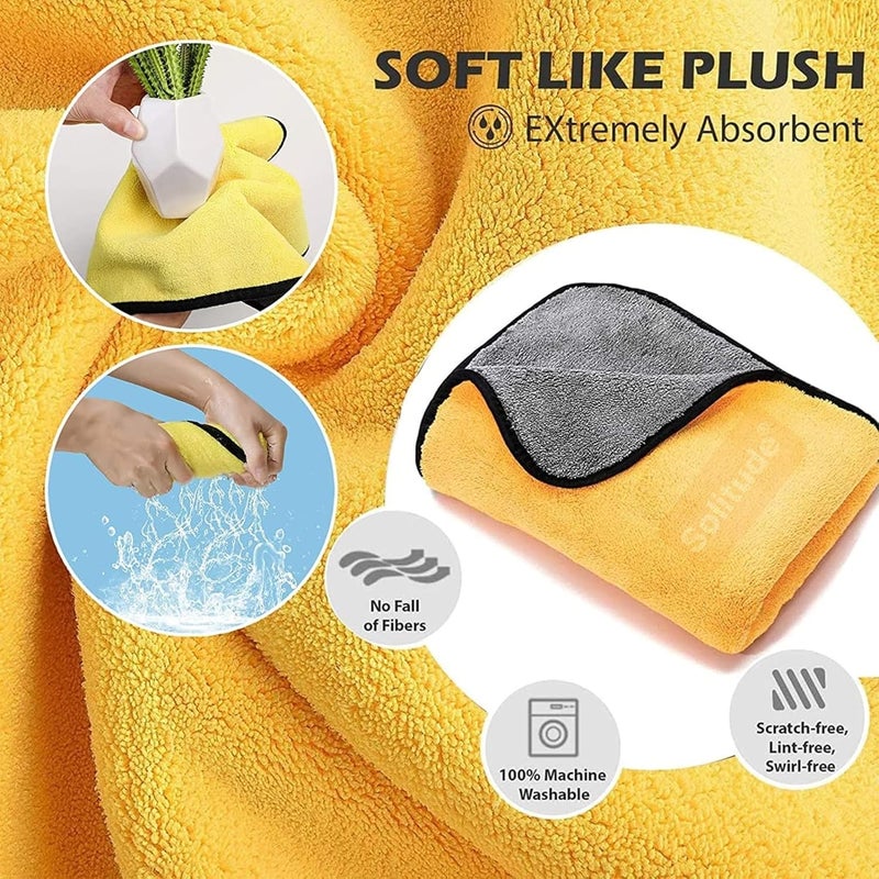 Solitude 2 Pcs Microfiber Cleaning Towel Cloth 40 x 40 cms, 400 GSM Highly Absorbent Dust Lint Free Multipurpose Towels for All Vehicles Bike, Car, Glass Detailing, Cleaning, Washing - Image 5