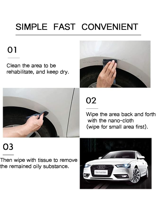 ELECDON Car Scratch Repair Cloth, 3 Pcs Nano Car Scratch Remover, Multipurpose Scratch Repair Cloth Easily Repair Paint Scratches Water Spots, Surface Polishing, Rustproof, Give Away 100 Disposable Gloves - Image 5