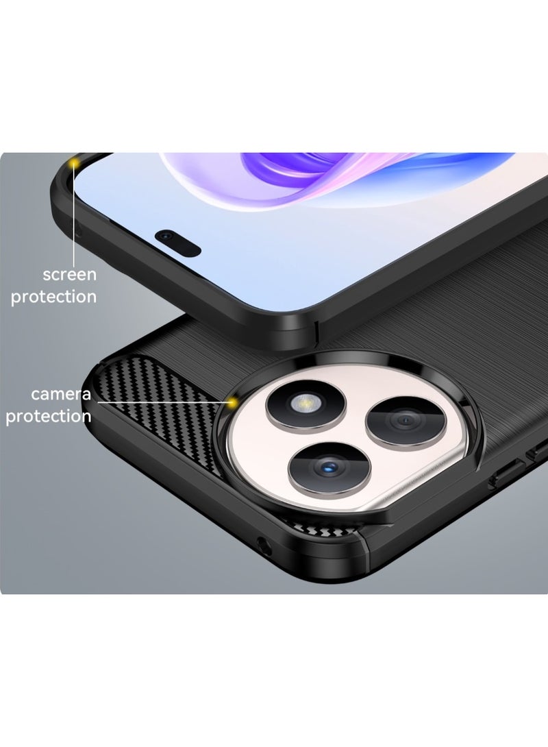 Case For Honor X50i Plus 5G  , - Protection Brushed Carbon Fiber Cover Shockproof - Anti-Scratch Case Slip-Resistant - Black - Image 2