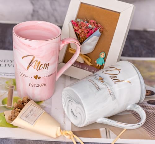 Mugpie Dad and Mom Couple Mugs - New Parents Gifts First Time Pregnancy Gifts EST 2026 Dad and Mom Coffee Mug Set- Elegant Gift for Baby Shower Mother's Day Father's Day - 12.5oz Ceramic Coffee Cup - Image 4