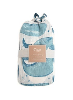 Crane BABY 2 Piece Soft Muslin Swaddle, Soft Swaddle Wraps For Boys And Girls, Blue Tie - Dye And Whale, 47 Inch X 47 Inch  - Image 2