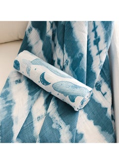 Crane BABY 2 Piece Soft Muslin Swaddle, Soft Swaddle Wraps For Boys And Girls, Blue Tie - Dye And Whale, 47 Inch X 47 Inch  - Image 3