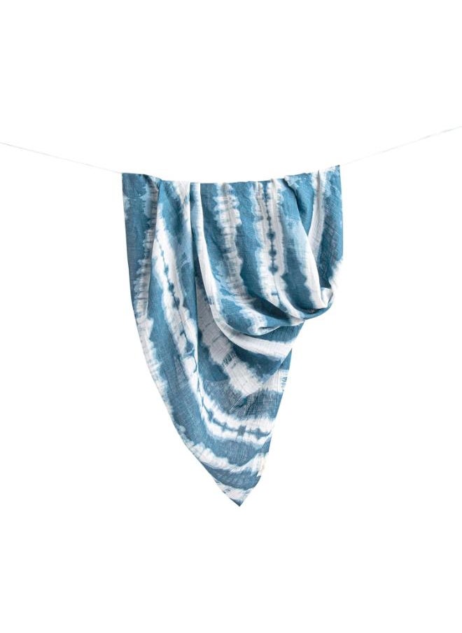 Crane BABY - 2 Piece Soft Muslin Swaddle, Soft Swaddle Wraps For Boys And Girls, Blue Tie - Dye And Whale, 47 Inch X 47 Inch - Image 1