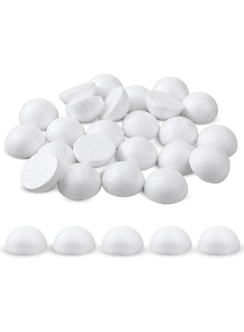SYOSI Foam Balls for Crafts, Polystyrene Craft Balls, White Styrofoam Hemispheres for DIY Floral Arrangements, Christmas Ornaments, Home Decor Projects, 2 Inch Diameter Half Round Foam Spheres (24-Pack) - Image 1