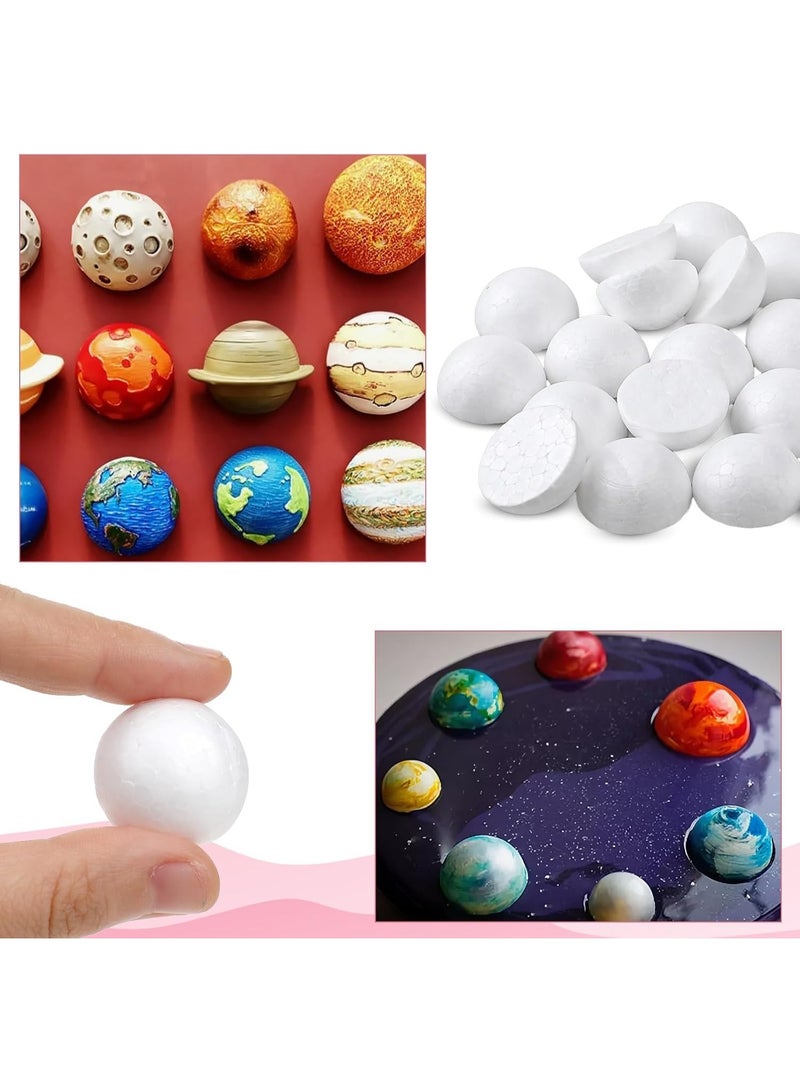 SYOSI Foam Balls for Crafts, Polystyrene Craft Balls, White Styrofoam Hemispheres for DIY Floral Arrangements, Christmas Ornaments, Home Decor Projects, 2 Inch Diameter Half Round Foam Spheres (24-Pack) - Image 3
