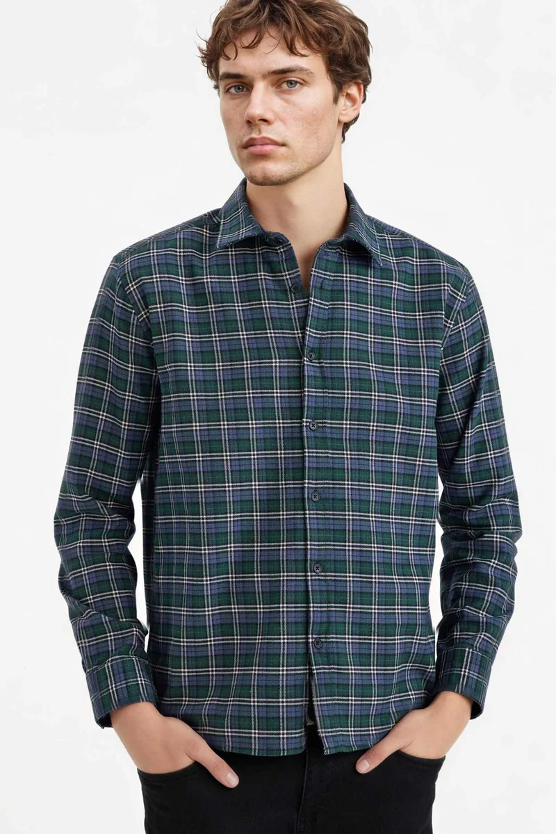 ديفاكتو Cotton Plaid Shirt