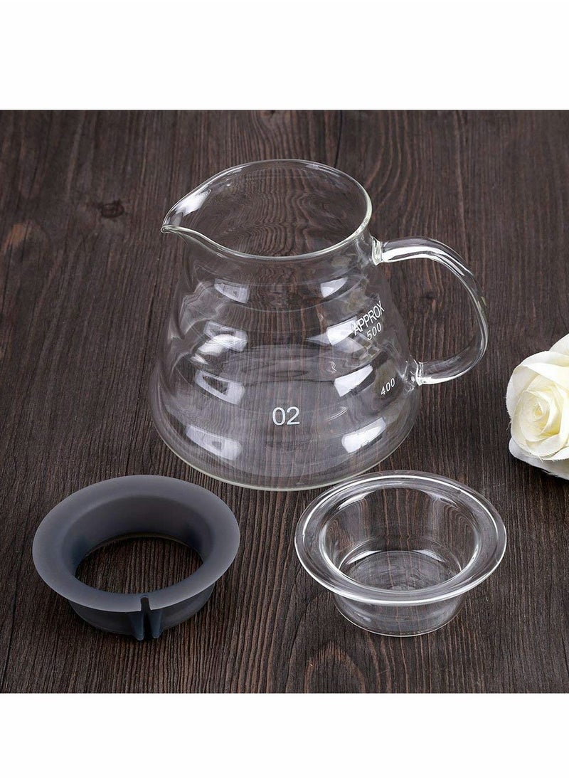 KASTWAVE - Glass Coffee Kettle, Thickened Heat Resistant Glass, Glass Hand Coffee Pot, Cloud Pot Filter Cup Filter Sharing Pot Household Coffee Pot, Coffee Pitcher (500ML) - Image 1