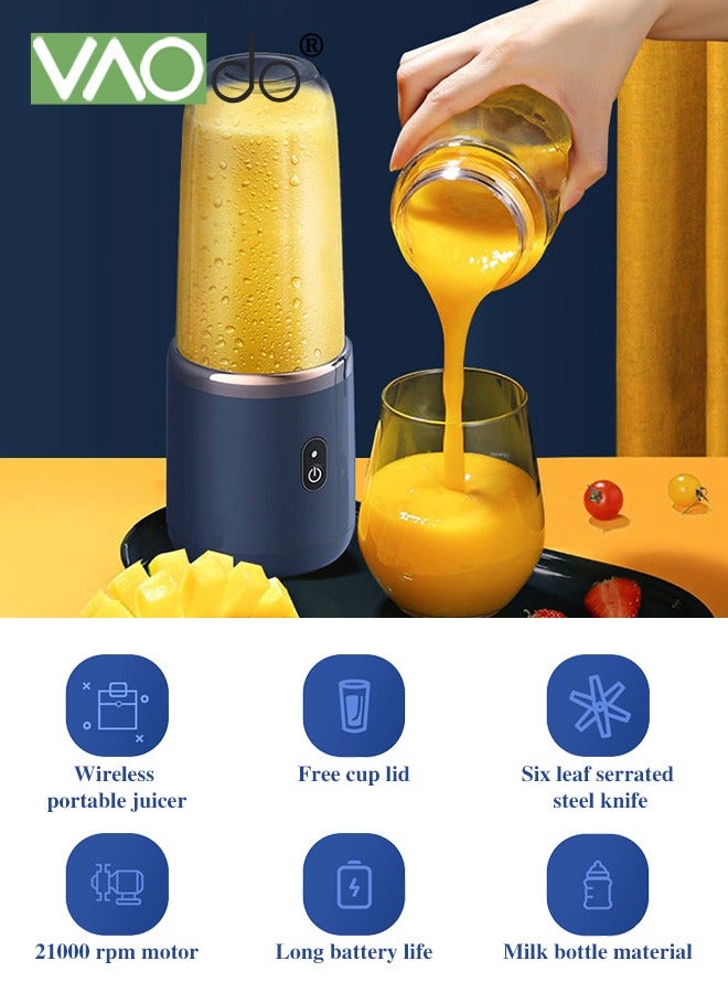 VAOdo Portable Mini Blender, Electric Hand Blender, Single-Serve Blender with 304 Stainless Steel Blades, Back to School Personal Mixer for Travel Sports Kitchen - Image 1