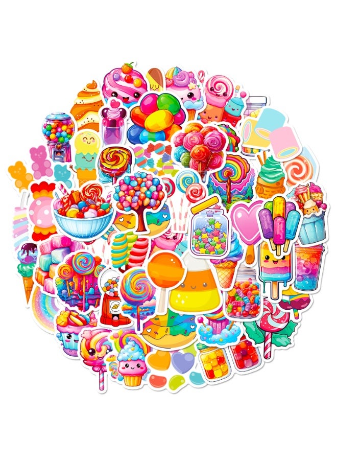 NIBEMINENT 50 Pcs Colorful Candies Deco Kit Waterproof Stickers, High Definition Printing Bright Colors, Suitable for Laptop Skateboard Luggage Water Bottle Guitar DIY - Image 1