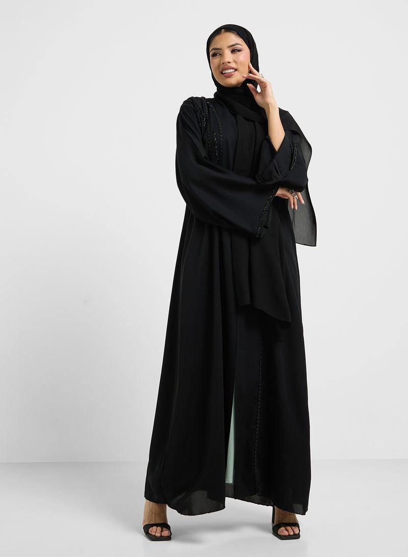 hayas closet V-Neck Flared Sleeve Abaya - Image 1
