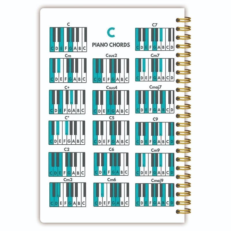 White Lined Spiral Notebook for Piano Chords 5.5x8.3 Inch 50 Pages - Image 4