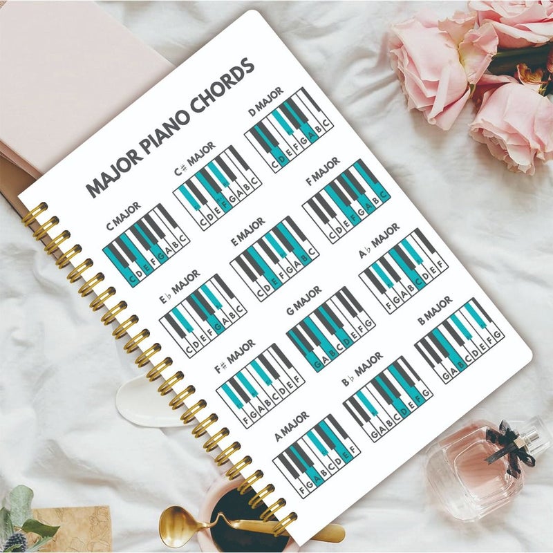 White Lined Spiral Notebook for Piano Chords 5.5x8.3 Inch 50 Pages - Image 1