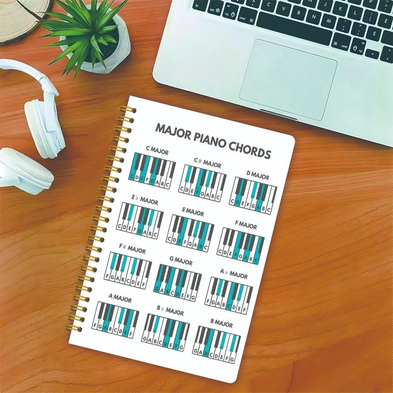 White Lined Spiral Notebook for Piano Chords 5.5x8.3 Inch 50 Pages - Image 2