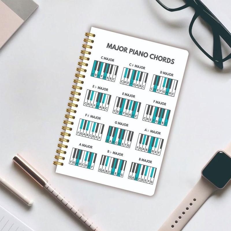 White Lined Spiral Notebook for Piano Chords 5.5x8.3 Inch 50 Pages - Image 3