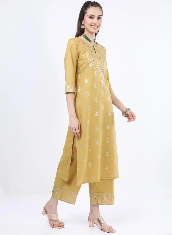 Ketch Pack of 3 - Foil Print Kurta, Palazzos & Dupatta by Styli