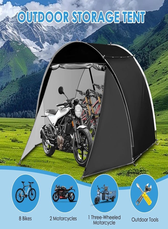 MAIZOA Bike Storage Shed Tent, 98.4 x 82.7 x 65 in,Outdoor Portable Bike Storage, 210D Oxford Fabric PU4000 Waterproof, 2 Rolling Doors, Store 4~8 Bikes, Motorcycles or Large Motorcycles, Without Floor - Image 2
