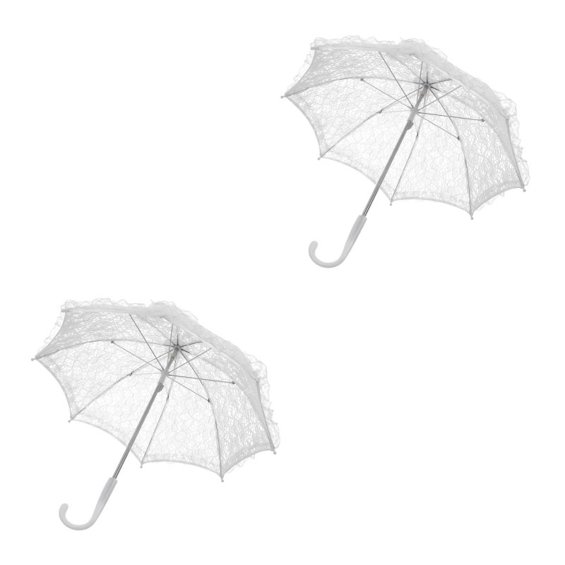 2pcs Lace Umbrella Scene Props Lace Parasol Umbrella for Wedding Stage Performance Photography - Image 2