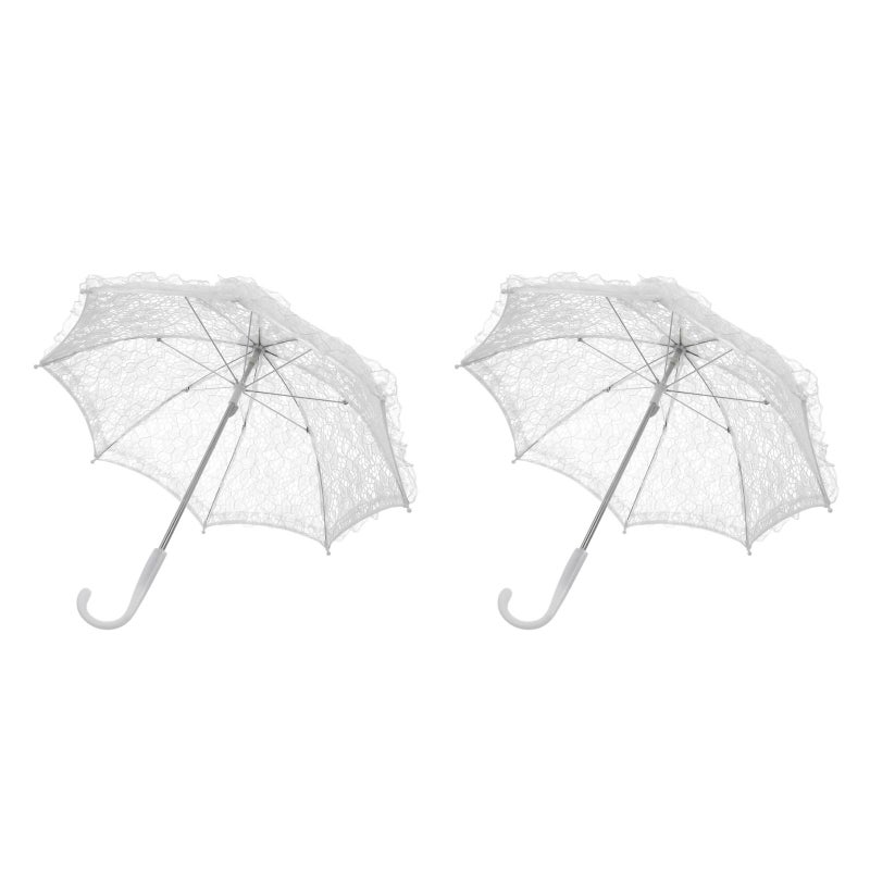 2pcs Lace Umbrella Scene Props Lace Parasol Umbrella for Wedding Stage Performance Photography - Image 1