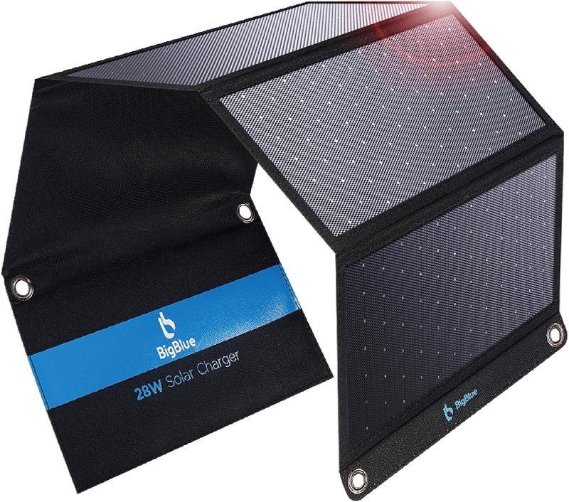 Bigblue 28W Solar Panel Charger with Dual USB-C and USB-A, Portable Solar Phone Charger for Camping, Hiking, Backpacking, Emergency Solar Charger for iPhone, iPad, Samsung Galaxy, Power Bank, GPS etc - Image 1