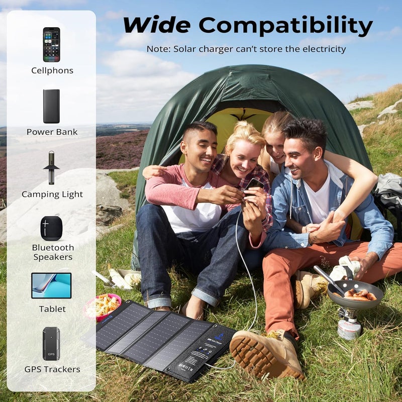 Bigblue 28W Solar Panel Charger with Dual USB-C and USB-A, Portable Solar Phone Charger for Camping, Hiking, Backpacking, Emergency Solar Charger for iPhone, iPad, Samsung Galaxy, Power Bank, GPS etc - Image 5