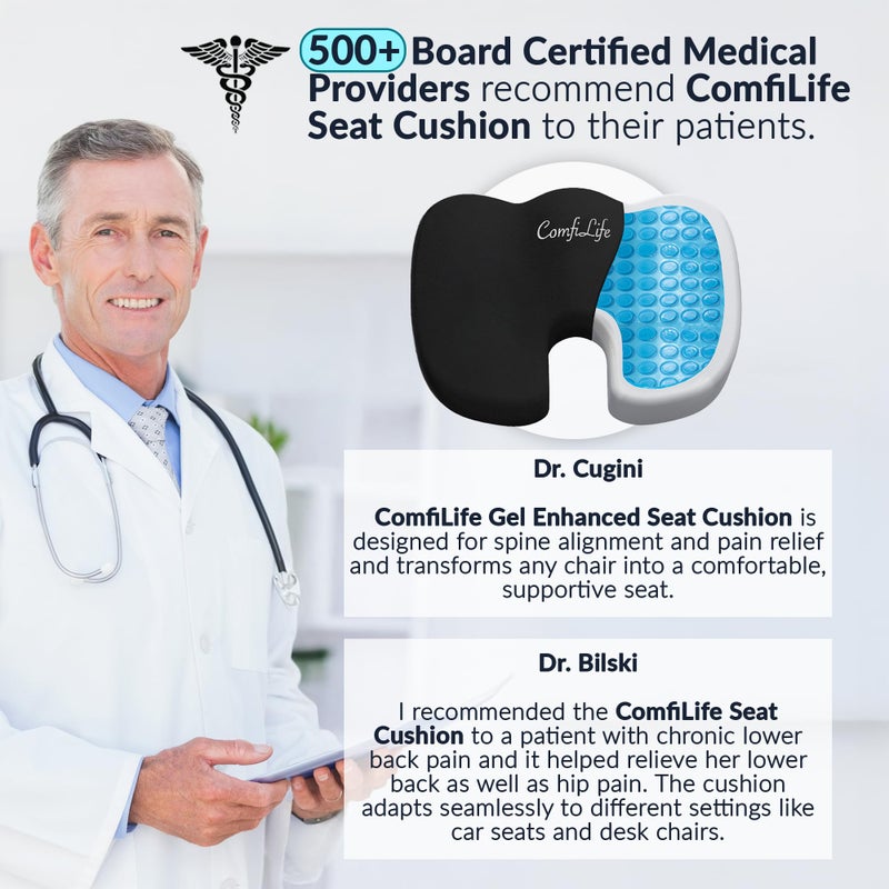 ComfiLife Premium Gel u0026 Memory Foam Seat Cushion â€“ Doctor Recommended Office Chair Cushion, Car Seat Cushion â€“ Chair Cushions for Back u0026 Sciatica Pain Relief â€“ Seat Cushions for Office u0026 Desk (Black) - Image 3
