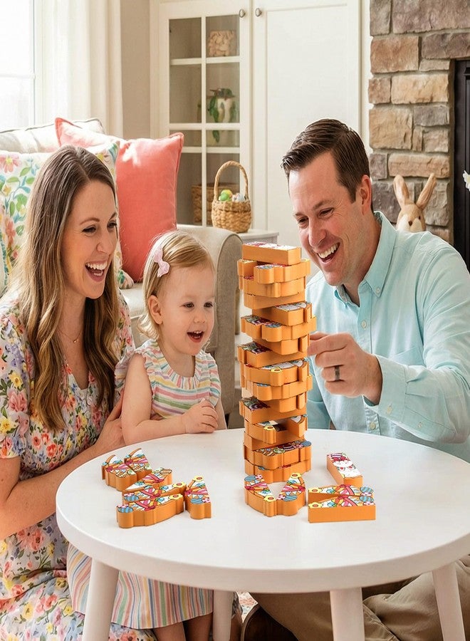 Y-FABKKI Easter Wooden Blocks Stacking Games, Bunny Egg Basket Theme Tumbling Tower and Balance Game for Adults, Kids, and Family Party, Stacking Board Toy with Storage Bag, Easter Party Activities Gifts - Image 5