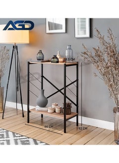 AGD 3 Layer Wall Table, Coffee Table with Storage Shelves for Living Room, Entryway, Sofa, Foyer (Brown)  - Image 3