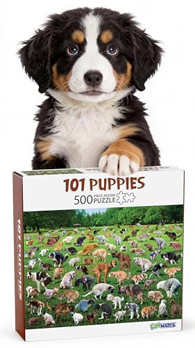 Funwares Original 101 Puppies Puzzle 500Piece Hilarious Dog Jigsaw Funny Gift for Dog Lovers White Elephant and Pet Lovers with a Sense of Humor - Image 1