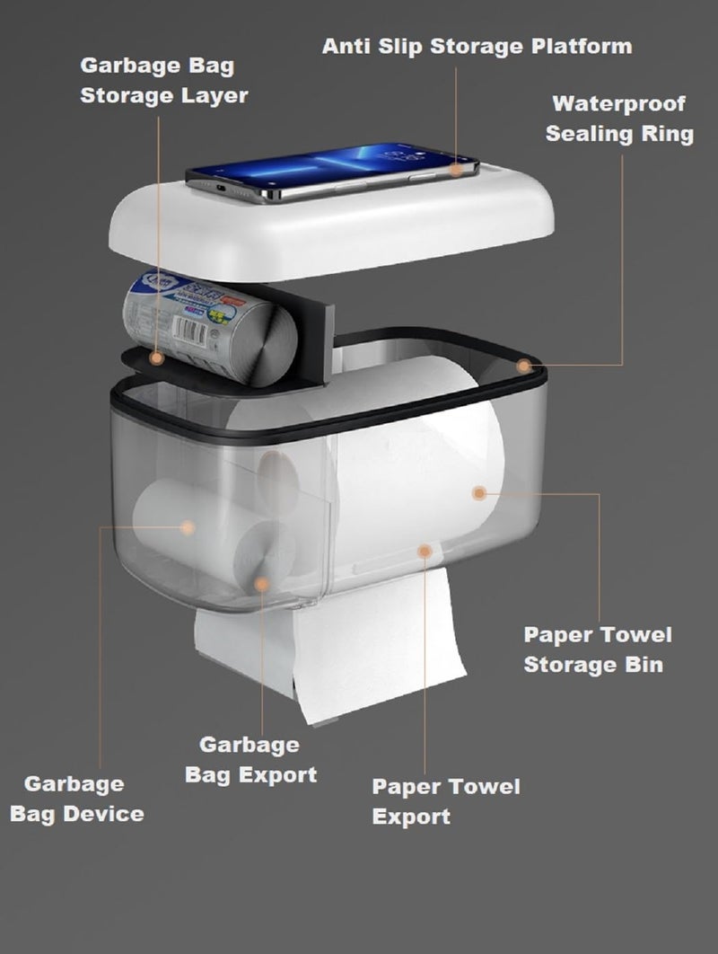 Tyzag Self Adhesive Toilet Paper Holder for Bathroom with Mobile Stand Bathroom Accessories Toilet Paper Roll Holder for Bathroom Wall Mounted Tissue Paper Holder - Image 2