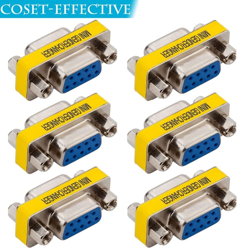 Warmstor 6-Pack 9Pin RS232 Serial Cable DB9 Female to Female Mini Gender Changer Adapter Coupler Connector - Image 3