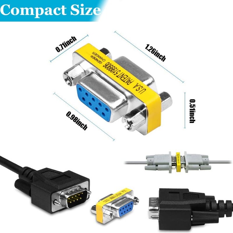 Warmstor 6-Pack 9Pin RS232 Serial Cable DB9 Female to Female Mini Gender Changer Adapter Coupler Connector - Image 5