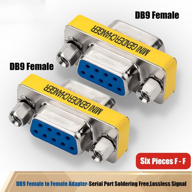 Warmstor 6-Pack 9Pin RS232 Serial Cable DB9 Female to Female Mini Gender Changer Adapter Coupler Connector - Image 2