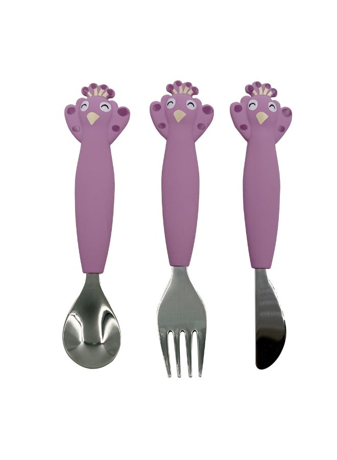 Trixie Stainless Steel Cutlery Set With Silicone Handle - Mrs. Peacock - Image 1