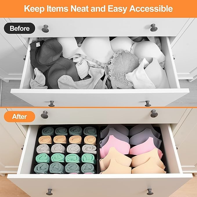 Styleys Drawer Organizer Storage Box Drawer Dividers Innerwear Organizer Wardrobe Organizer (Set Of 4) (Brown_S1014) Non Woven,Clothing;Innerwear, Lingerie, Bra, Panty, Socks - Image 5