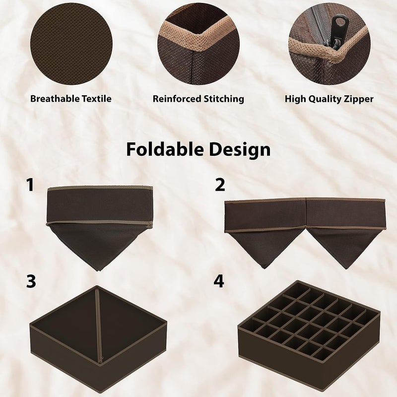 Styleys Drawer Organizer Storage Box Drawer Dividers Innerwear Organizer Wardrobe Organizer (Set Of 4) (Brown_S1014) Non Woven,Clothing;Innerwear, Lingerie, Bra, Panty, Socks - Image 4