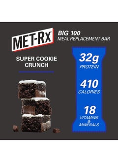 MET-Rx Big 100 Protein Bar, Meal Replacement Bar, 32G Protein, Super Cookie Crunch, 3.52 Oz Pack Of 9  - Image 3
