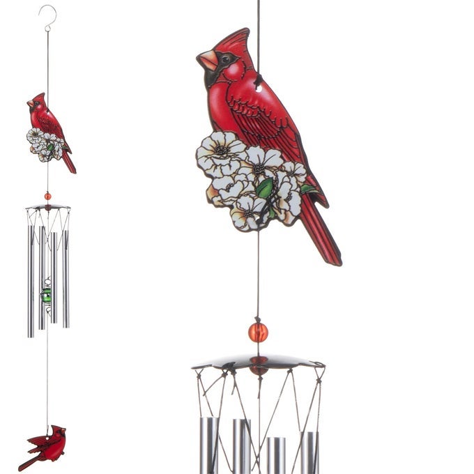CARDINAL BIRD WIND CHIME RED BIRD WIND CHIMES OUTDOOR DECORATIONS GARDEN BACKYARD CHURCH HANGING DECOR