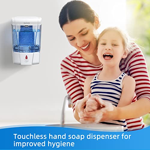 SVAVO Automatic Soap Dispenser Touchless, 21oz/600ml Soap Dispenser Wall Mount, Liquid Soap Dispensers for Hand Soap Refill, Bathroom, Kitchen, Household, Commercial Place, ABS Plastic White - Image 4