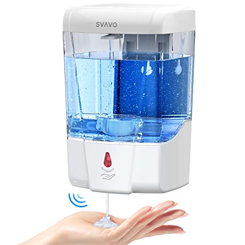 SVAVO Automatic Soap Dispenser Touchless, 21oz/600ml Soap Dispenser Wall Mount, Liquid Soap Dispensers for Hand Soap Refill, Bathroom, Kitchen, Household, Commercial Place, ABS Plastic White - Image 1