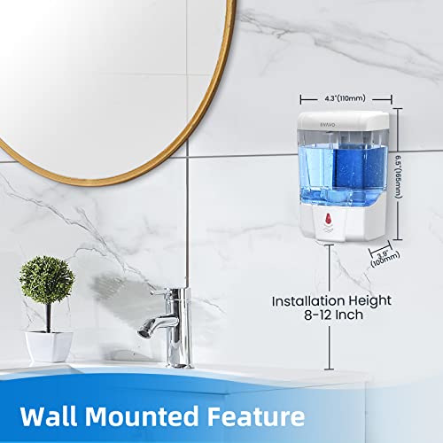 SVAVO Automatic Soap Dispenser Touchless, 21oz/600ml Soap Dispenser Wall Mount, Liquid Soap Dispensers for Hand Soap Refill, Bathroom, Kitchen, Household, Commercial Place, ABS Plastic White - Image 3