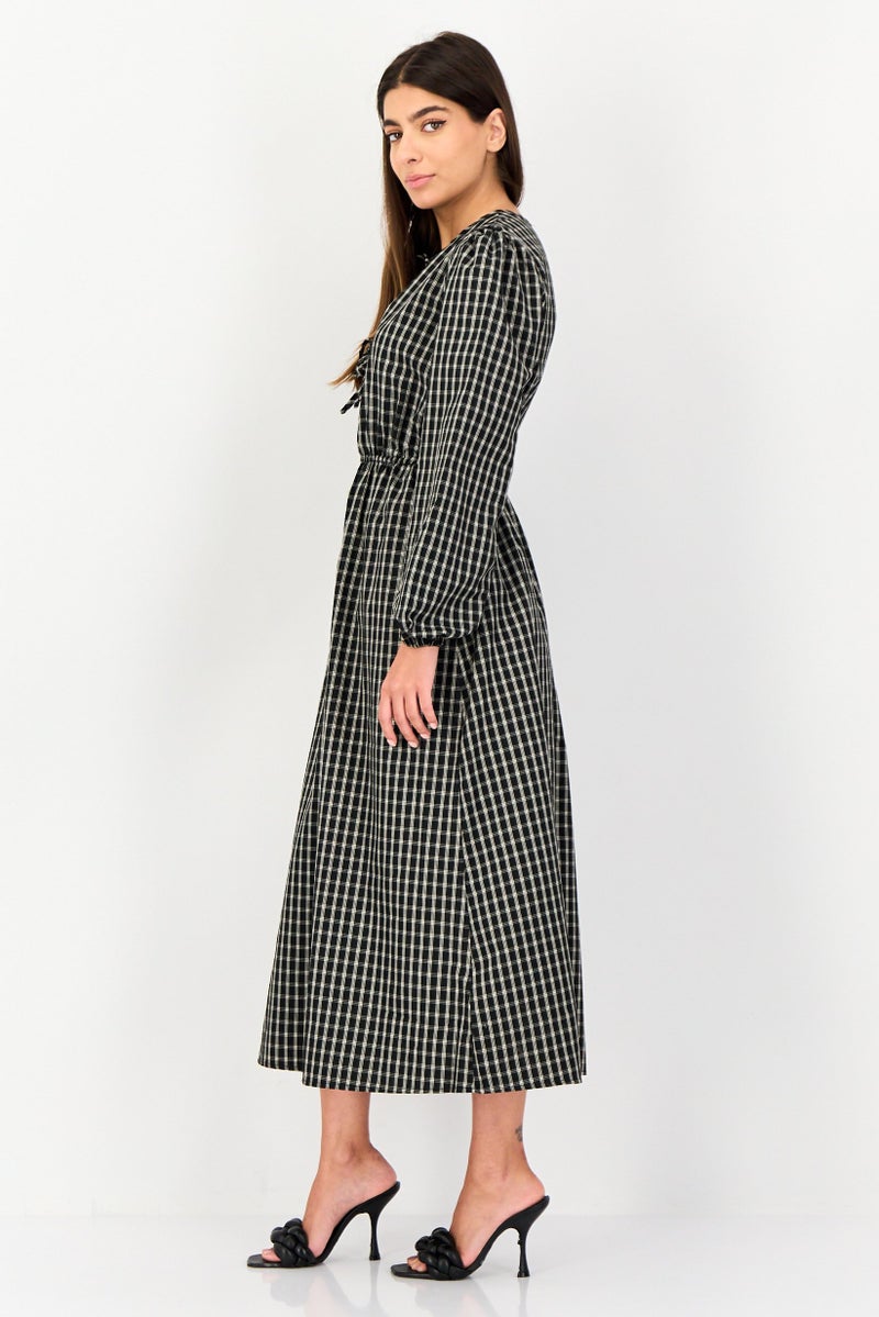 Threadbare Women Check Print Midi Dress, Multicolor - Image 4