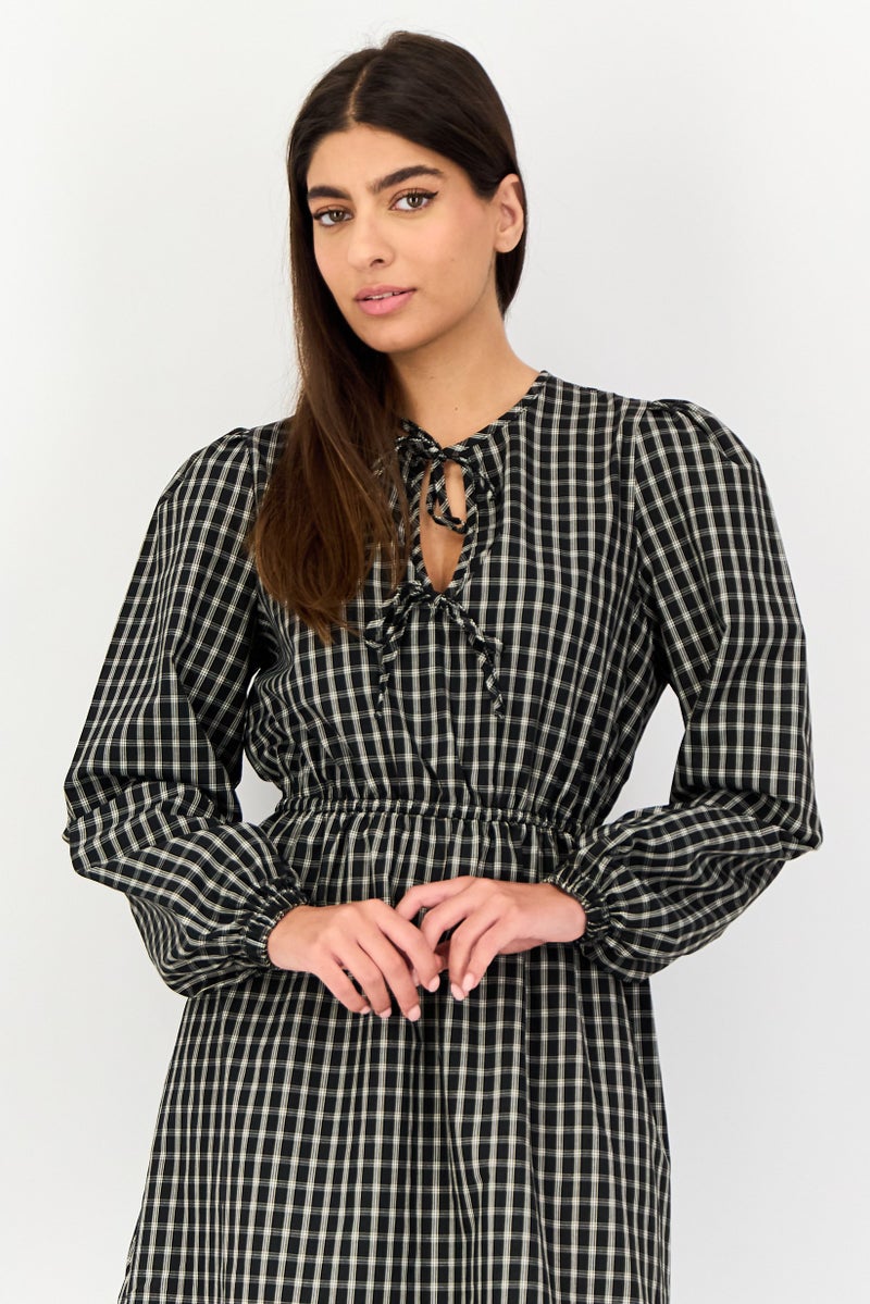 Threadbare Women Check Print Midi Dress, Multicolor - Image 3