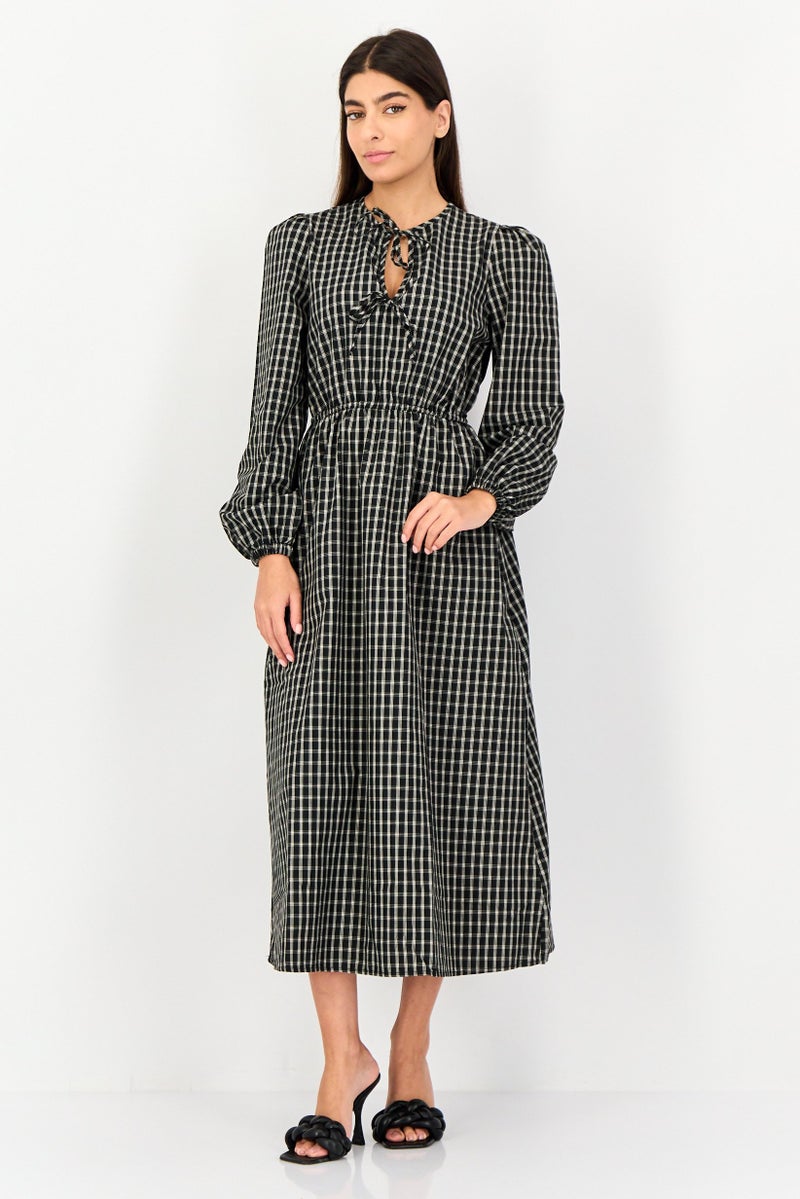 Threadbare Women Check Print Midi Dress, Multicolor - Image 1