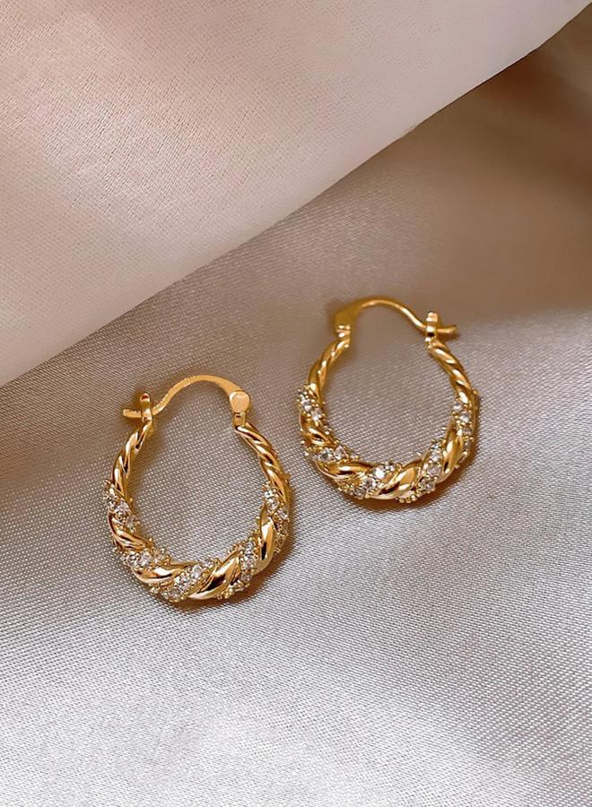 Take Two Contrast Rhinestone Embellished Hoop Earrings - Image 3