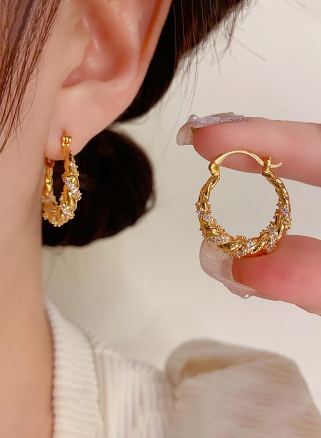Take Two Contrast Rhinestone Embellished Hoop Earrings - Image 1