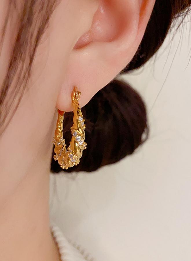 Take Two Contrast Rhinestone Embellished Hoop Earrings - Image 2